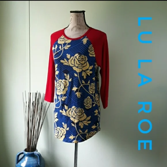 Lularoe Randy Patriotic Spring Fall Fashion Roses Pattern - Picture 1 of 5